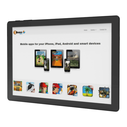 Tablet showing 2Beans Apps homepage