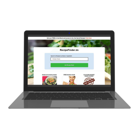 Laptop showing RecipeFinder.im search field