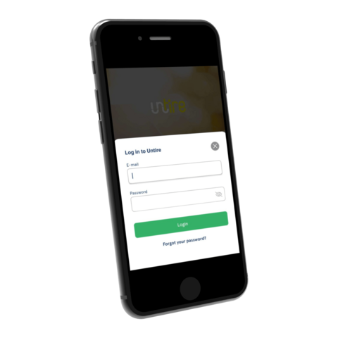 Smartphone showing Untire app login